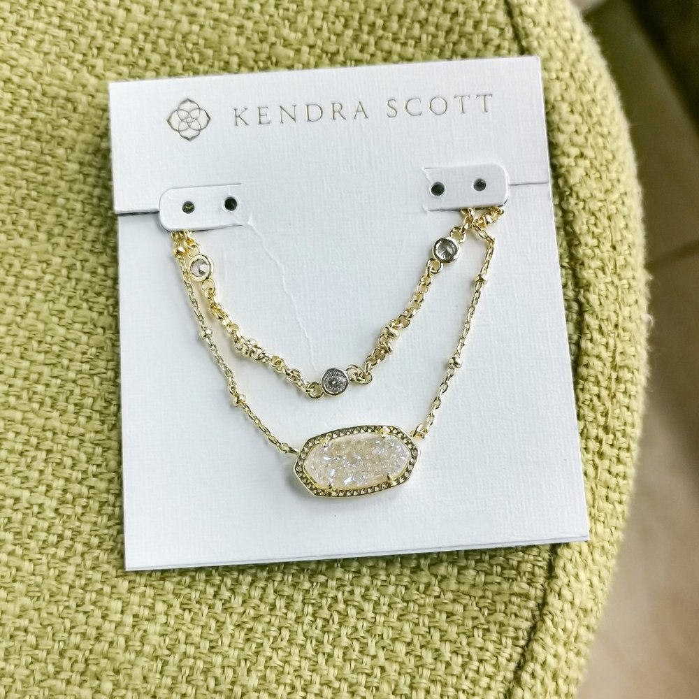 Elisa Iridescent Drusy Gold Multi Strand Necklace